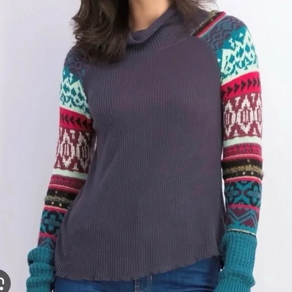 FREE PEOPLE PRISM SWIT FAIR ISLE COWL NECK SWEATER - Picture 8 of 9